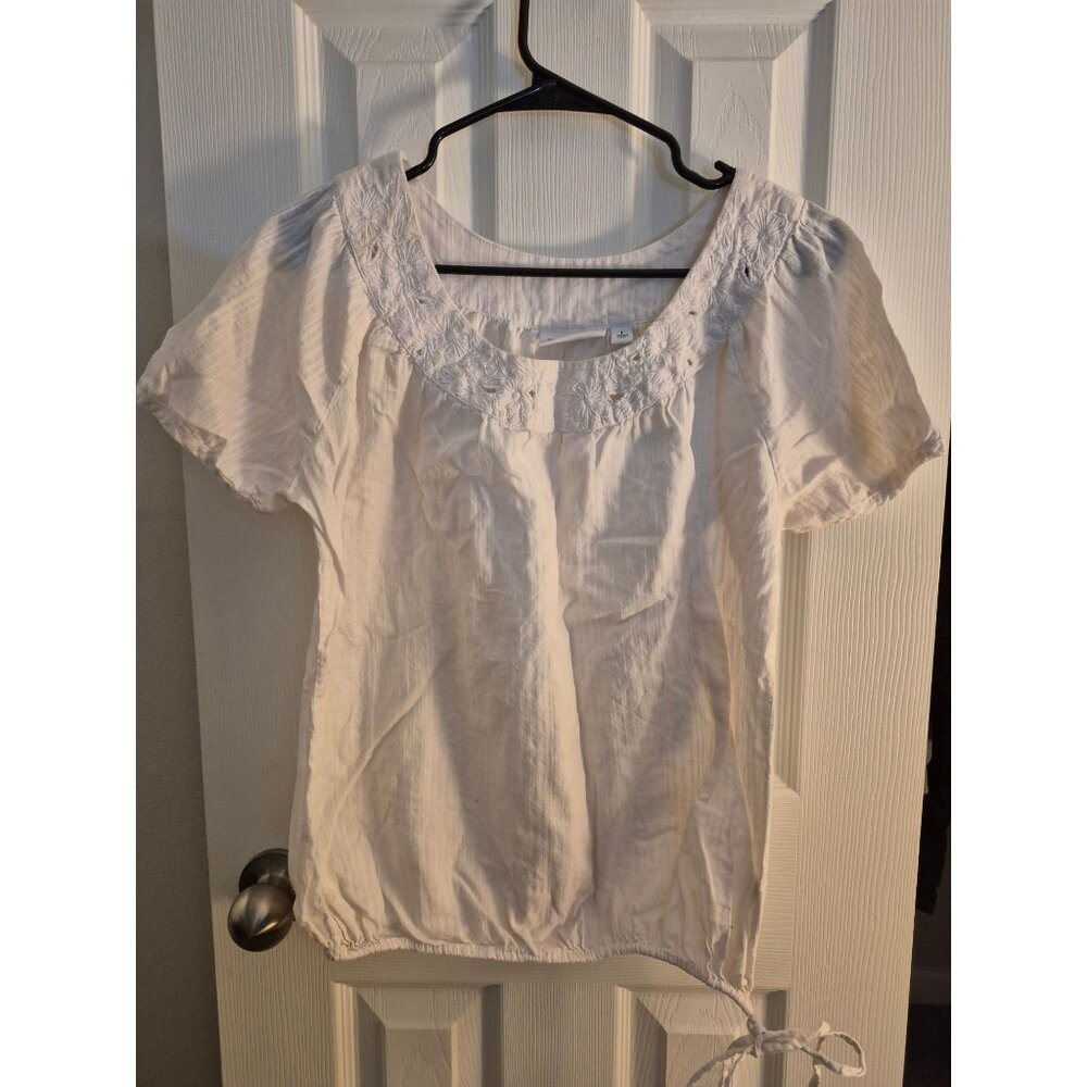 White Peasant Style Blouse, Large